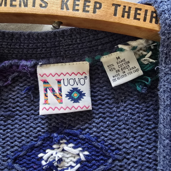 NUVO Blue Multicolor Geometric Cardigan - Picture 7 of 7